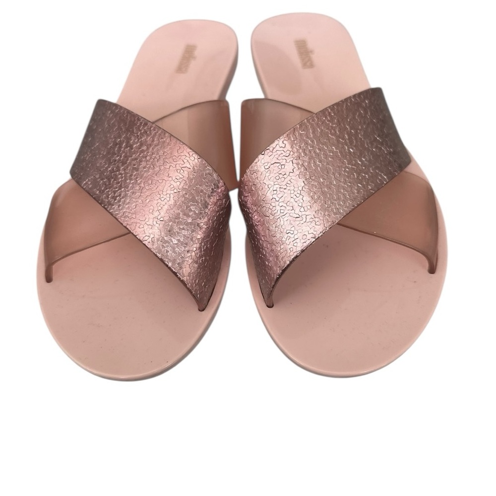 Melissa Women's Metallic Pink Cross Strap‎ Sandals size 8